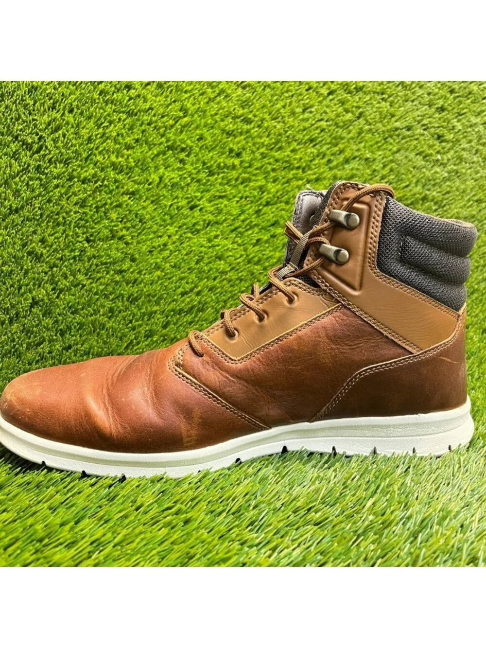 Timberland Graydon High Mens Size 13 Brown White Leather Casual Sneaker Boots